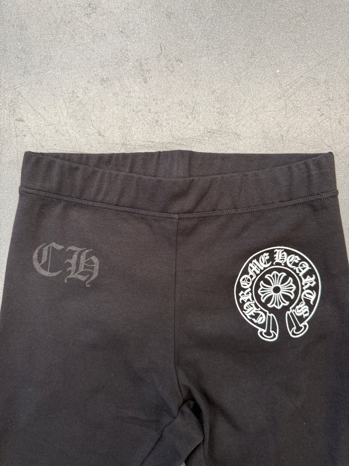 CHROME HEARTS HORSESHOE BLACK COTTON LEGGINGS - XS