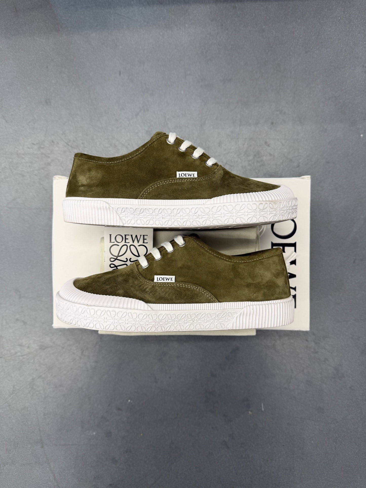 2024 LOEWE TERRA VULCA LACE UP SNEAKER - OLIVE (W/BOX)