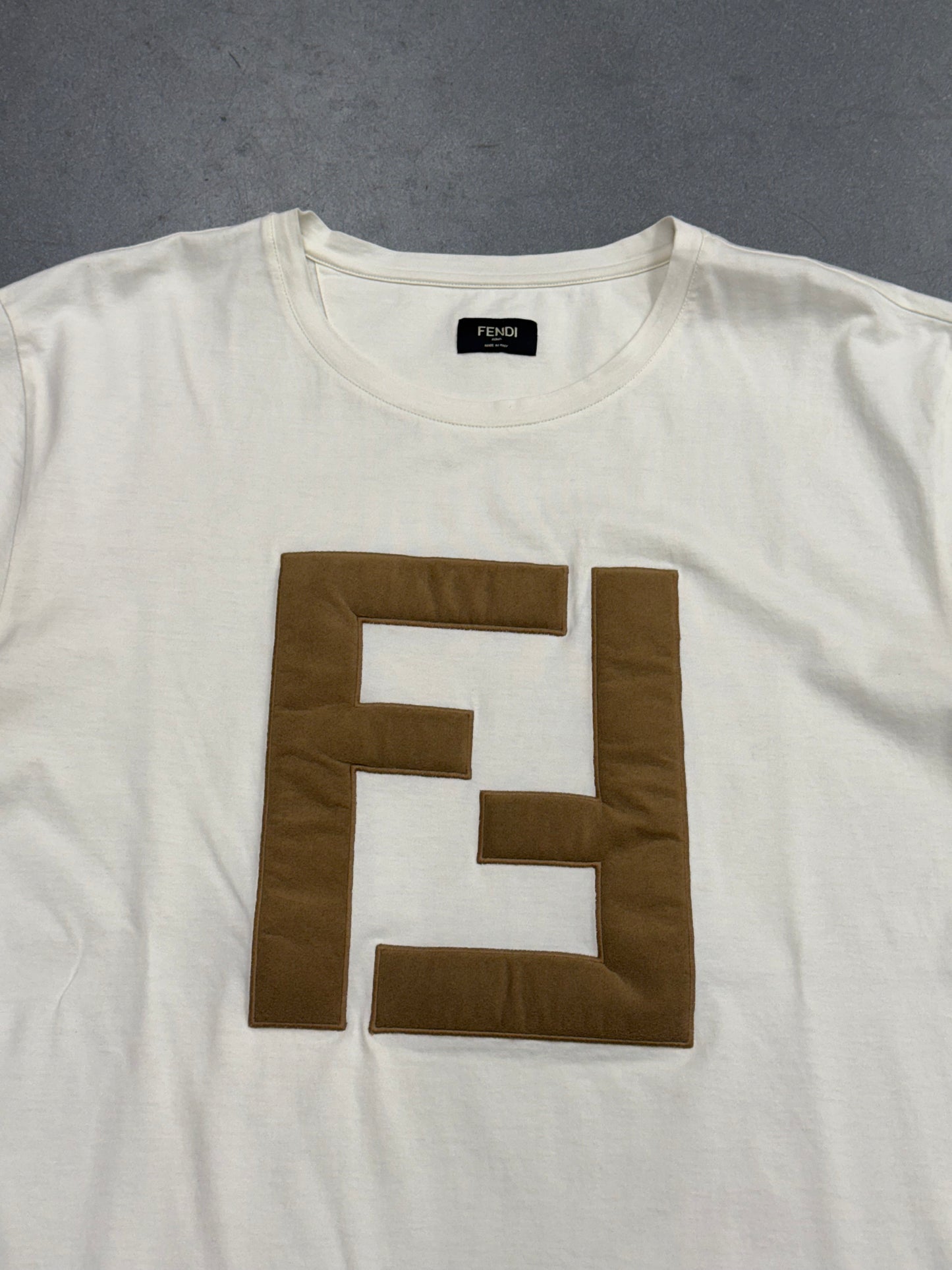 FENDI FF PADDED SUEDE LOGO TEE