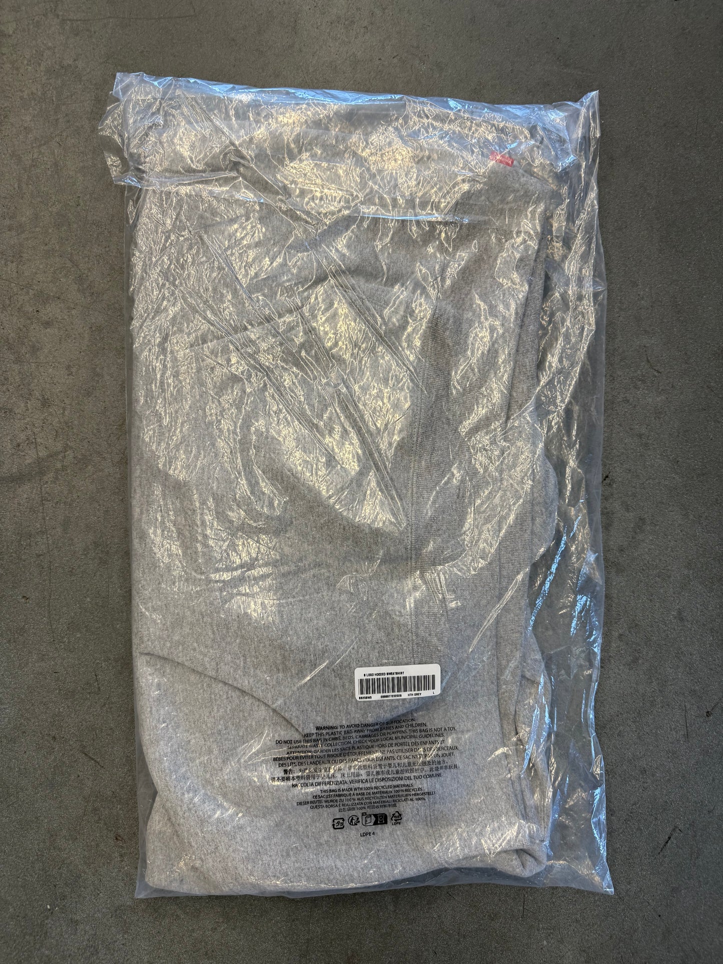 SS25 SUPREME S LOGO HOODED SWEATSHIRT - ASH GREY (NEW) - L