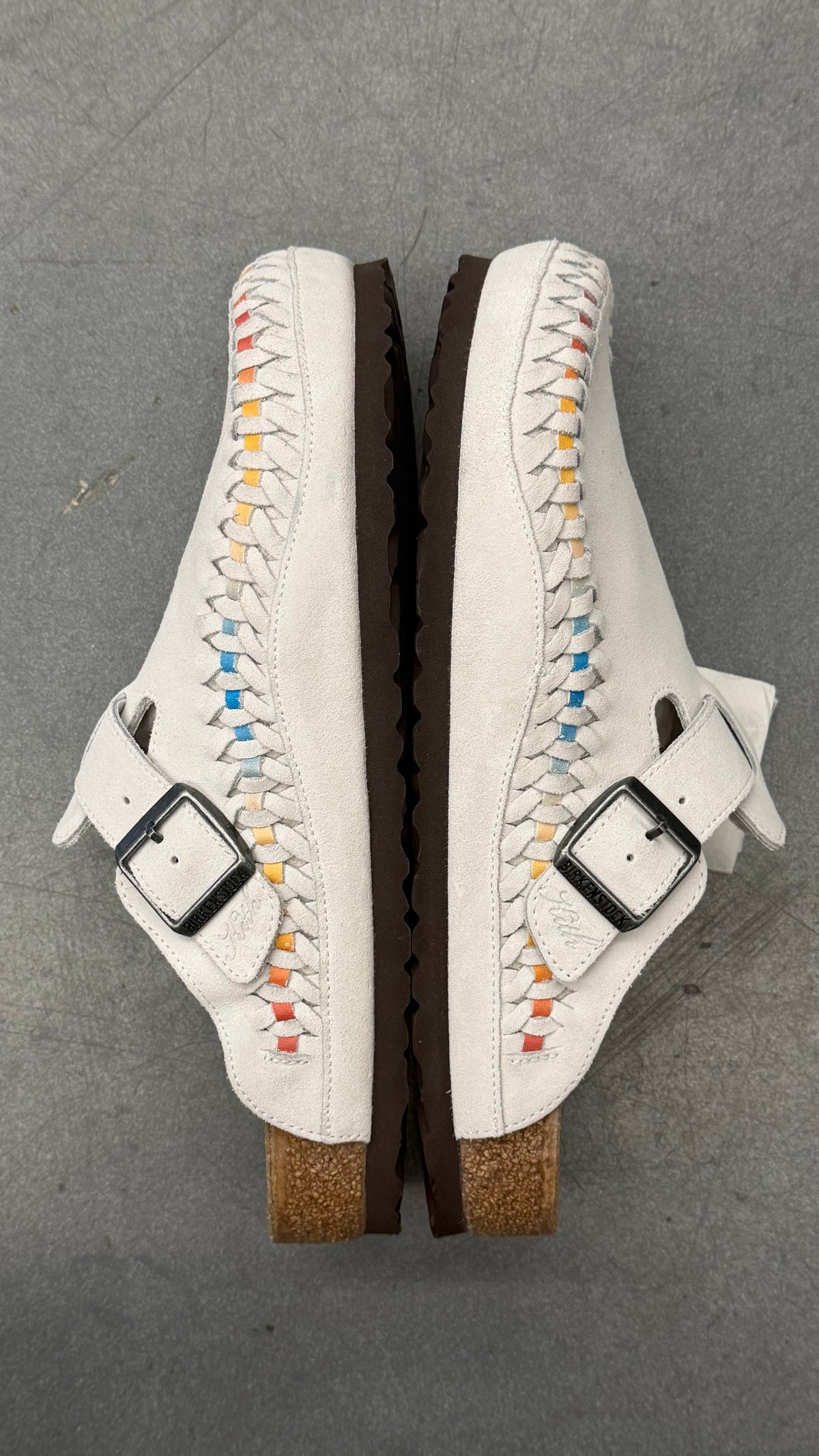 2025 KITH BIRKENSTOCK BOSTON BRAIDED SUEDE ANTIQUE WHITE TIE DYE