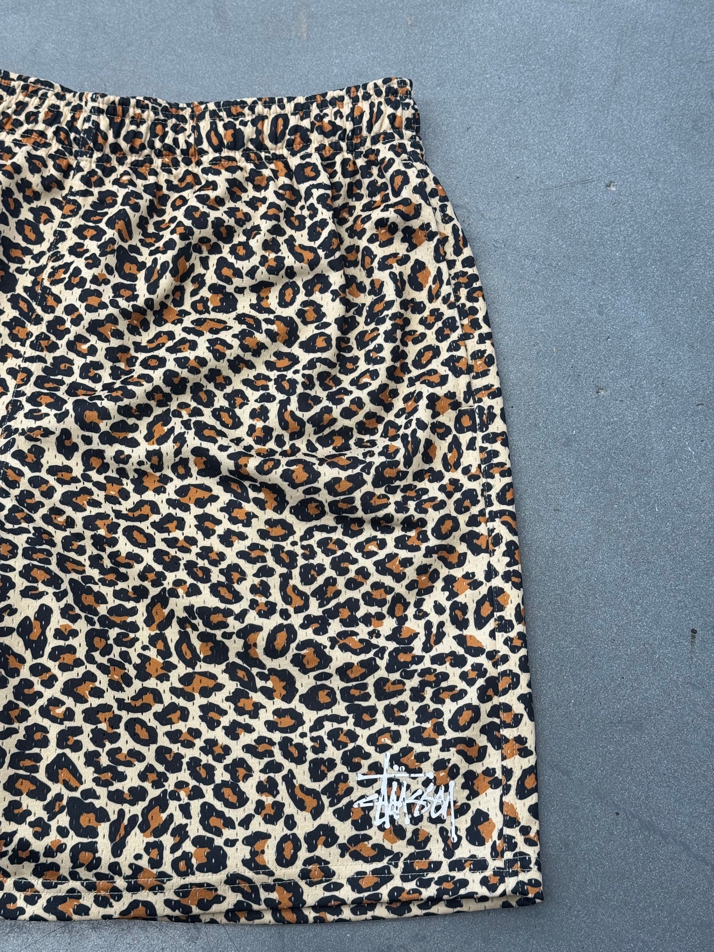 STUSSY LEOPARD PRINT MESH SHORTS