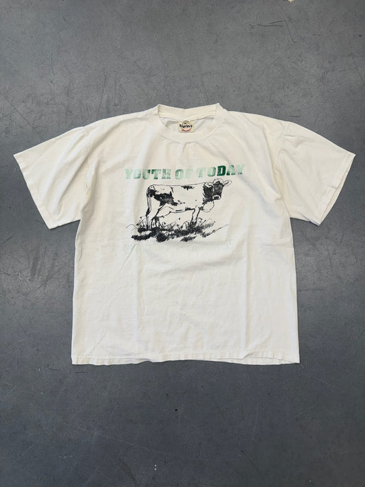 90'S YOUTH OF TODAY GO VEGETARIAN REVOLUTION RECORDS TEE (MURINA TAG) BACK REPAIR