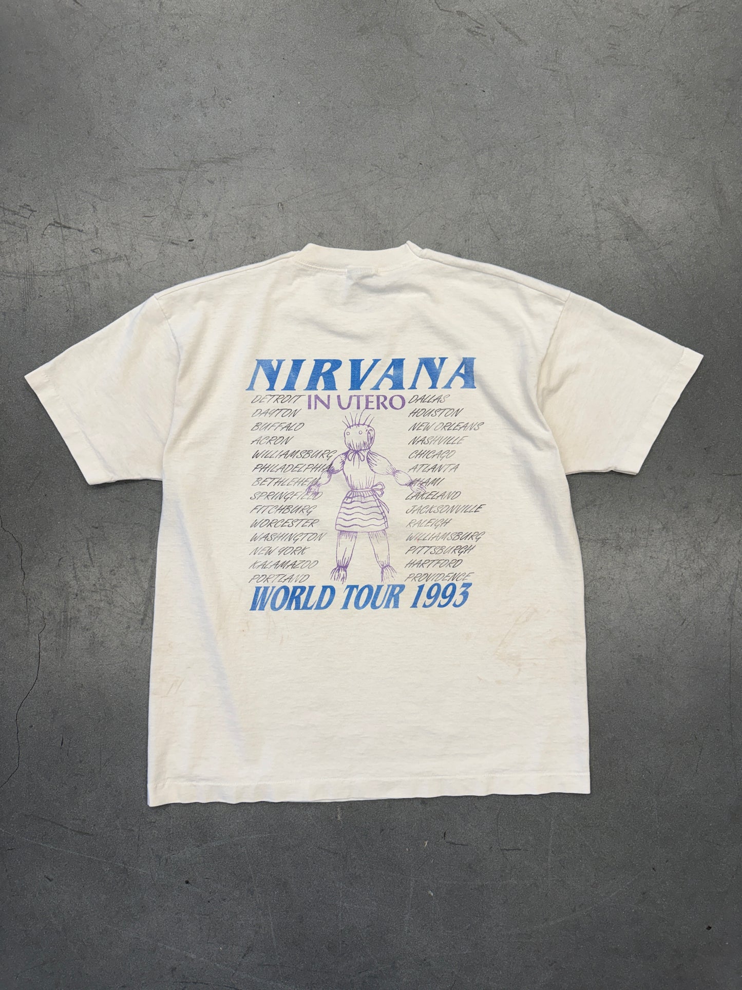 1993 NIRVANA IN UTERO PARKING LOT BOOTLEG WORLD TOUR TEE (CUT FOTL TAG)