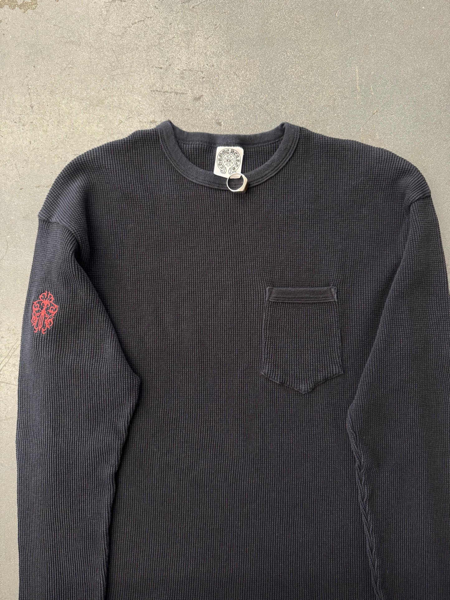 VINTAGE CHROME HEARTS FUCK YOU VINE DAGGER EMBROIDERED LS POCKET THERMAL