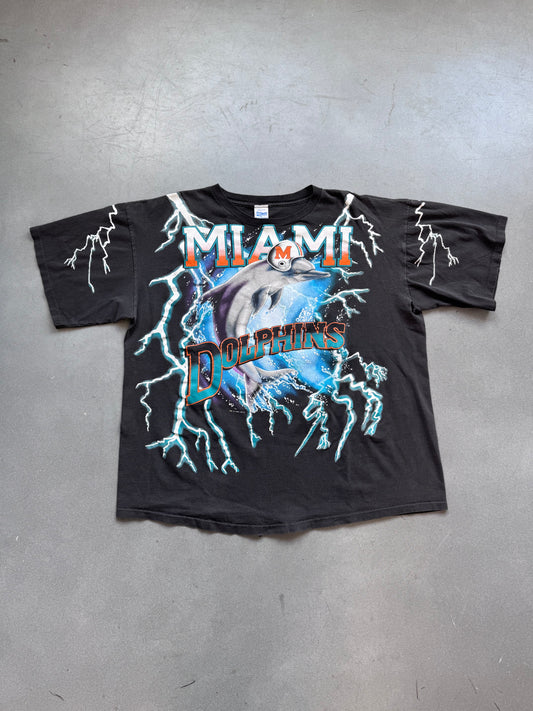 1993 MIAMI DOLPHINS SALEM LIGHTNING AMERICAN THUNDER TEE (SALEM SPORTSWEAR TAG)