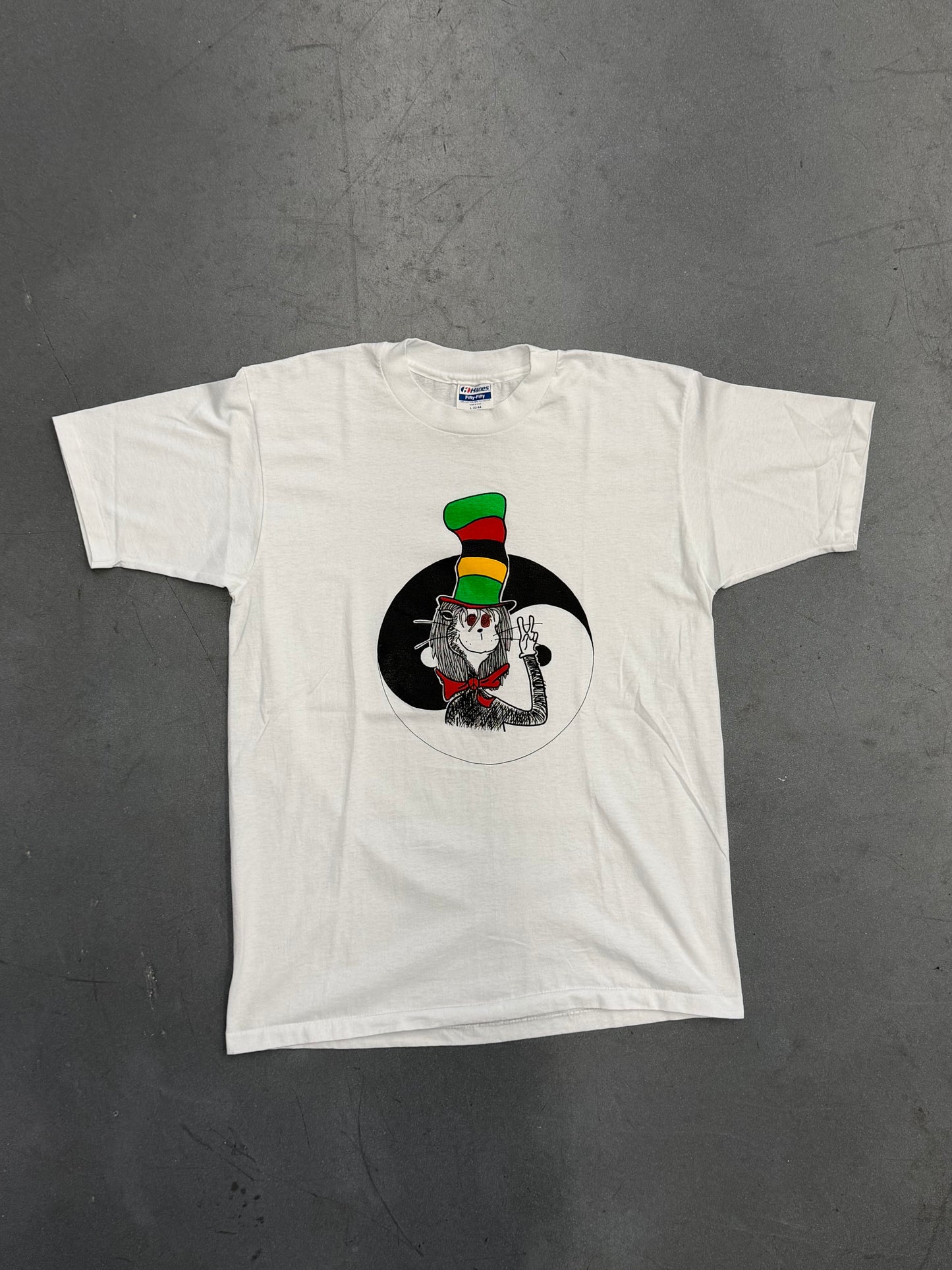90'S CAT IN THE HAT TRIPPED OUT YIN-YANG TEE (HANES FIFTY-FIFTY TAG)