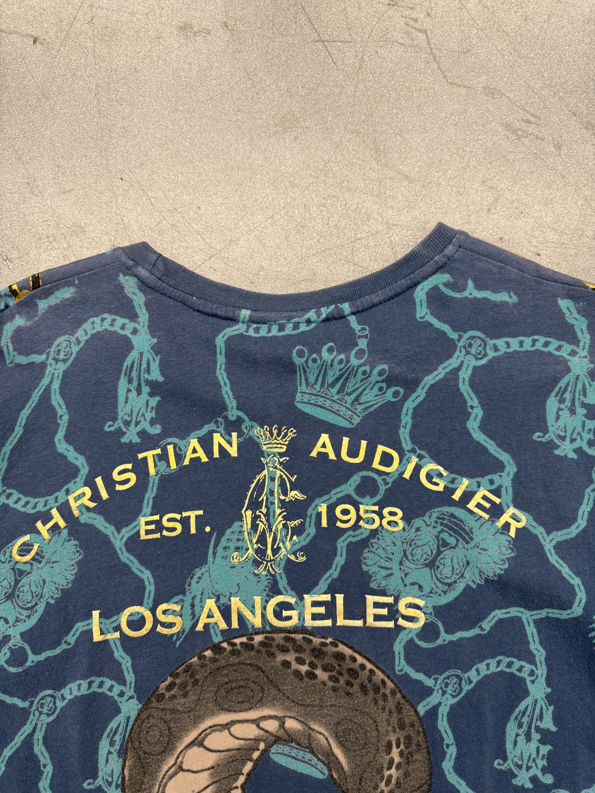 CHRISTIAN AUDIGIER FOREVER GOLD CHAIN NAVY TEE