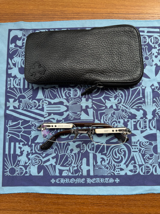 CHROME HEARTS DEEP I EYE GLASSES WHITE EBONY WOOD / PIANO VARNISH (WITH CASE)