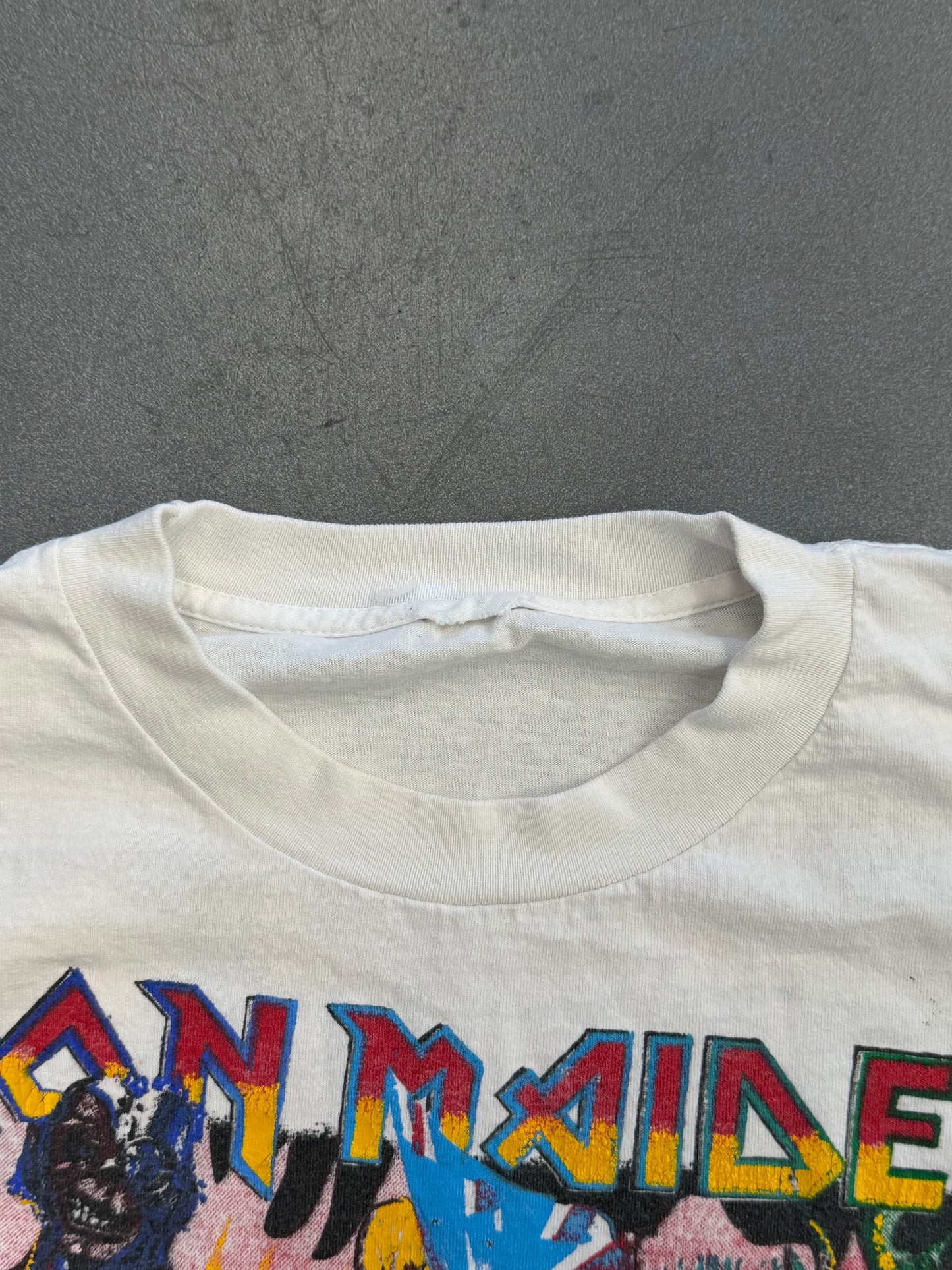 VINTAGE IRON MAIDEN BOOTLEG GONNA GET YA, NO MATTER WHEREVER... TEE (CUT TAG)