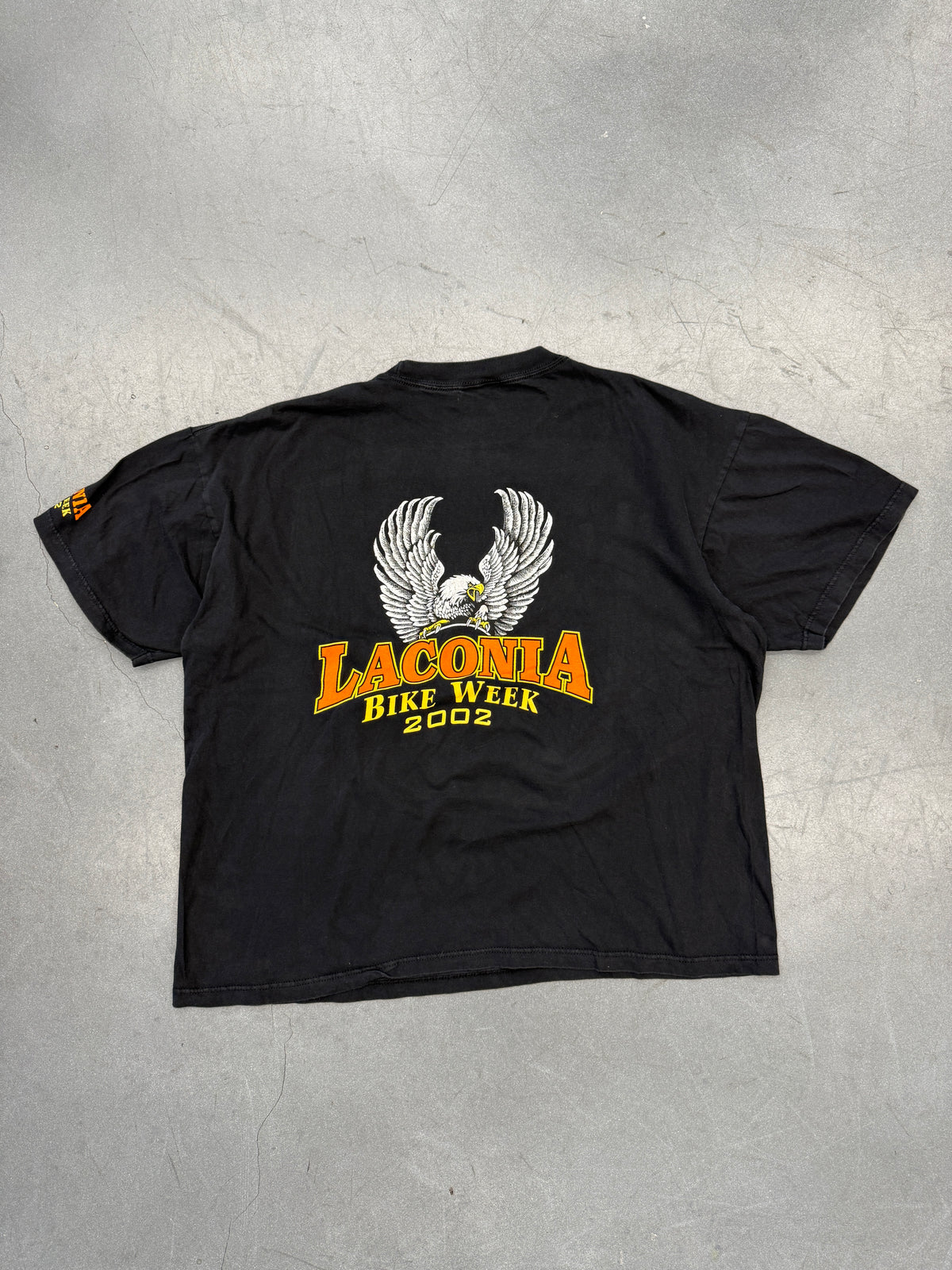 2002 BORN WILD LIGHTNING EAGLE LACONIA BIKE WEEK TEE (THUNDER SPORTSWEAR TAG)