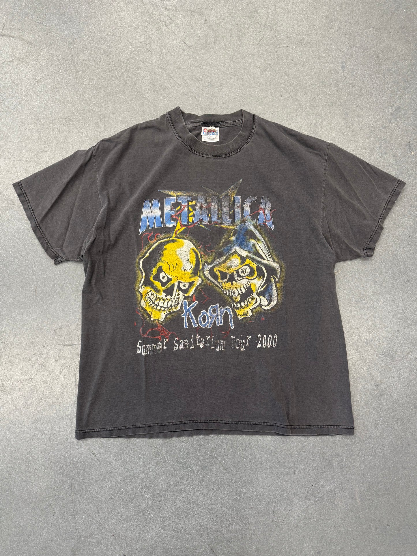 2000 METALLICA KORN SUMMER SANITARIUM TOUR BOOTLEG FADED TEE (HANES BEEFY TAG)