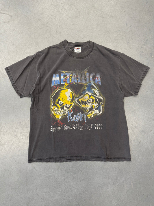 2000 METALLICA KORN SUMMER SANITARIUM TOUR BOOTLEG FADED TEE (HANES BEEFY TAG)