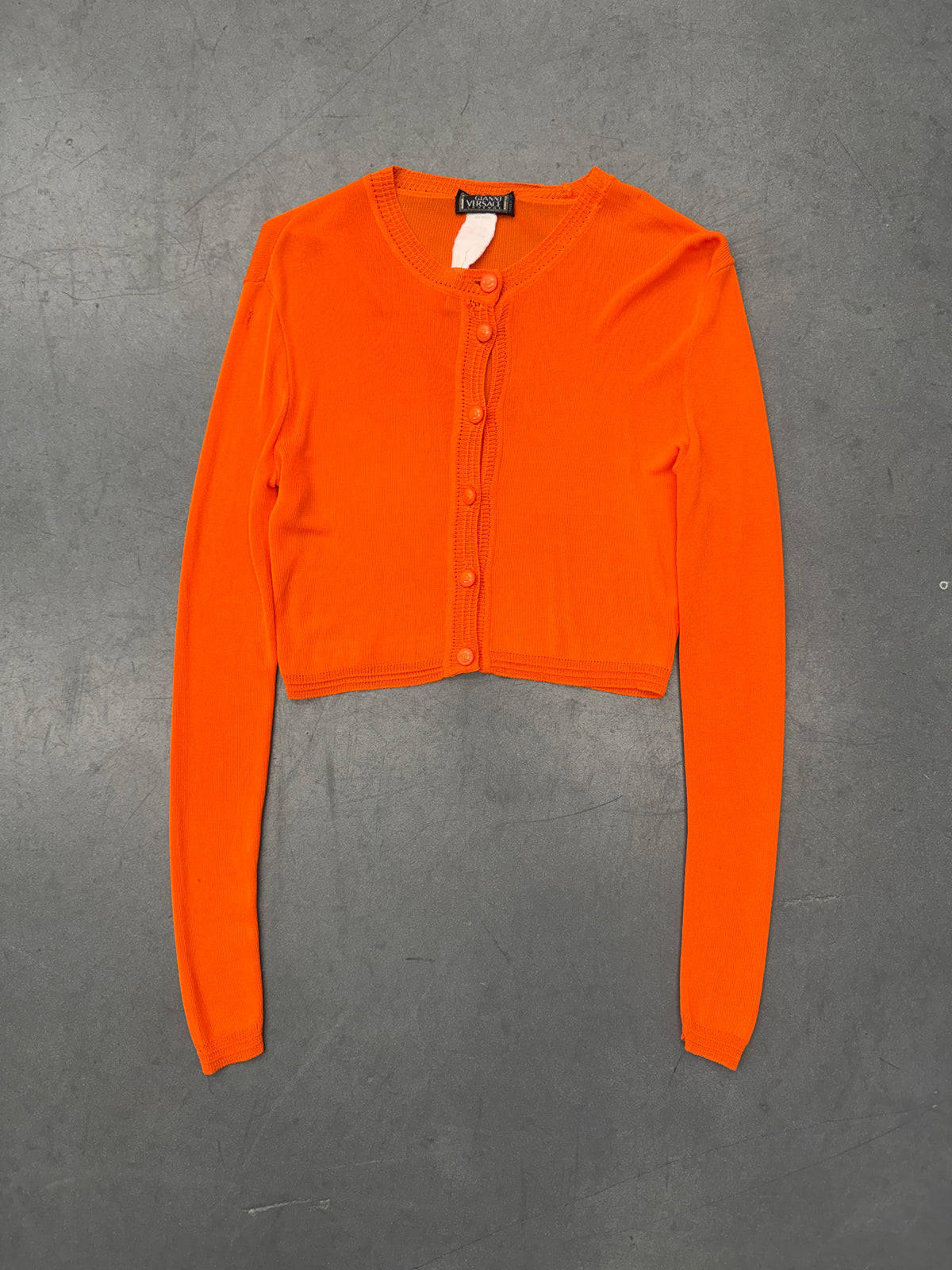 SS96 GIANNI VERSACE COUTURE ORANGE RAYON CARDIGAN