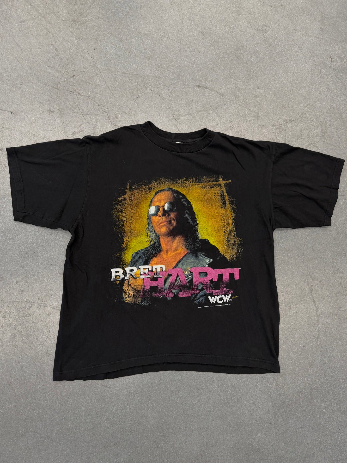 90S BRET HART WCW WRESTLING TEE (THE PLANET, INC. TAG)