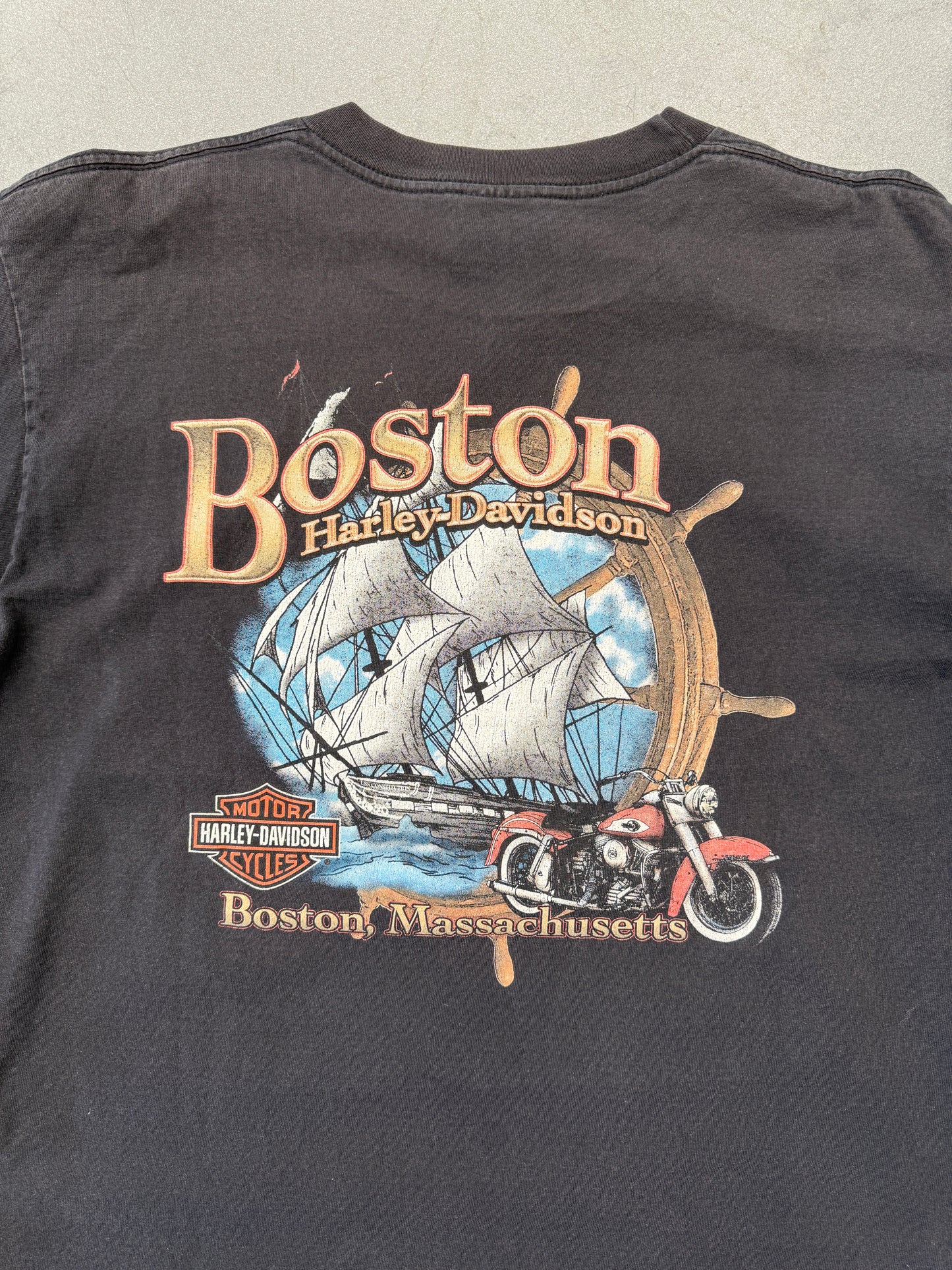 2003 HARLEY-DAVIDSON BOSTON, MASSACHUSETTS SPIDER WEB SLEEVE LS MULLET TEE