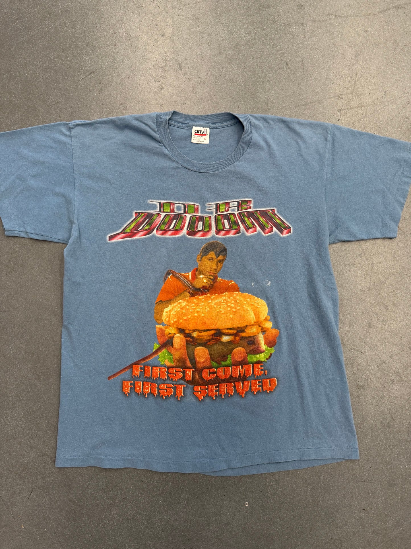 1999 DR DOOOM FIRST COME FIRST SERVED RAP PROMO TEE (ANVIL TAG)