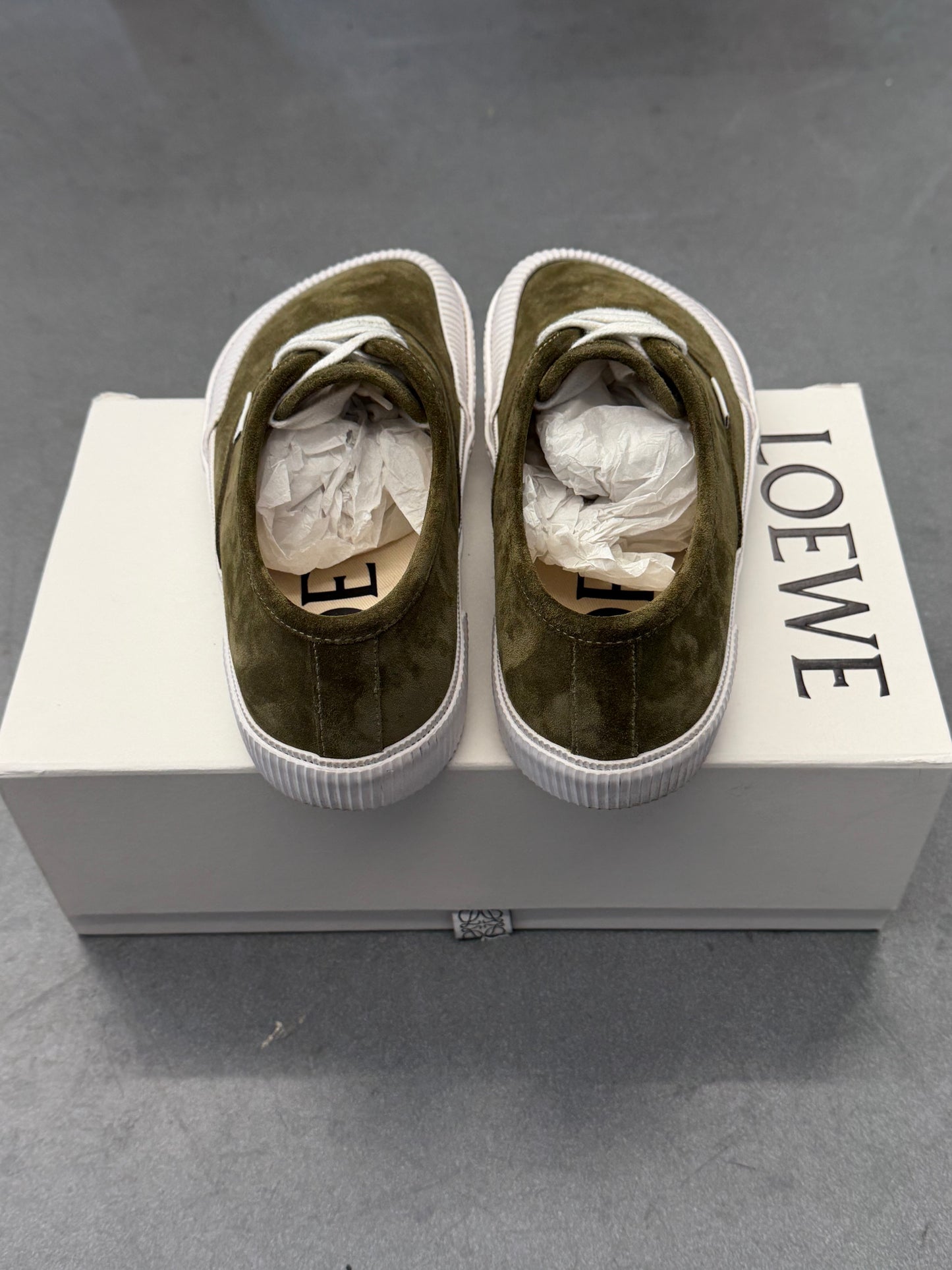 2024 LOEWE TERRA VULCA LACE UP SNEAKER - OLIVE (W/BOX)