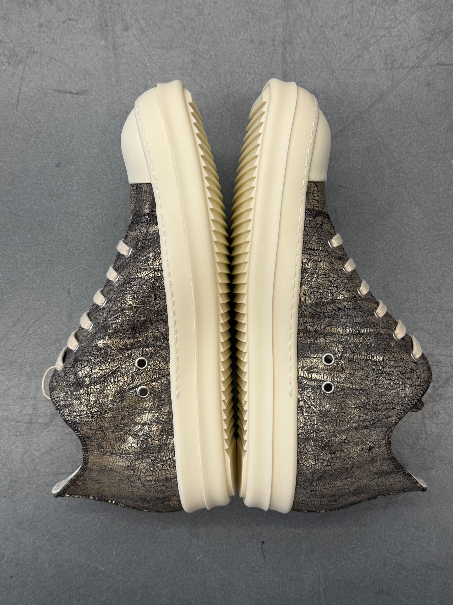 RICK OWENS DRKSHDW LOW-TOP  RAMONES SNEAKS - DARK GOLD
