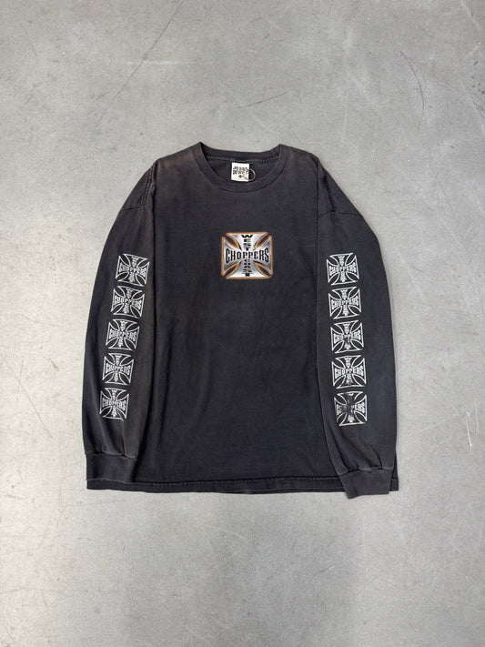 00S WEST COAST CHOPPERS REPEATED IRON CROSS LS TEE (JESSE WHO TAG) - L/XL