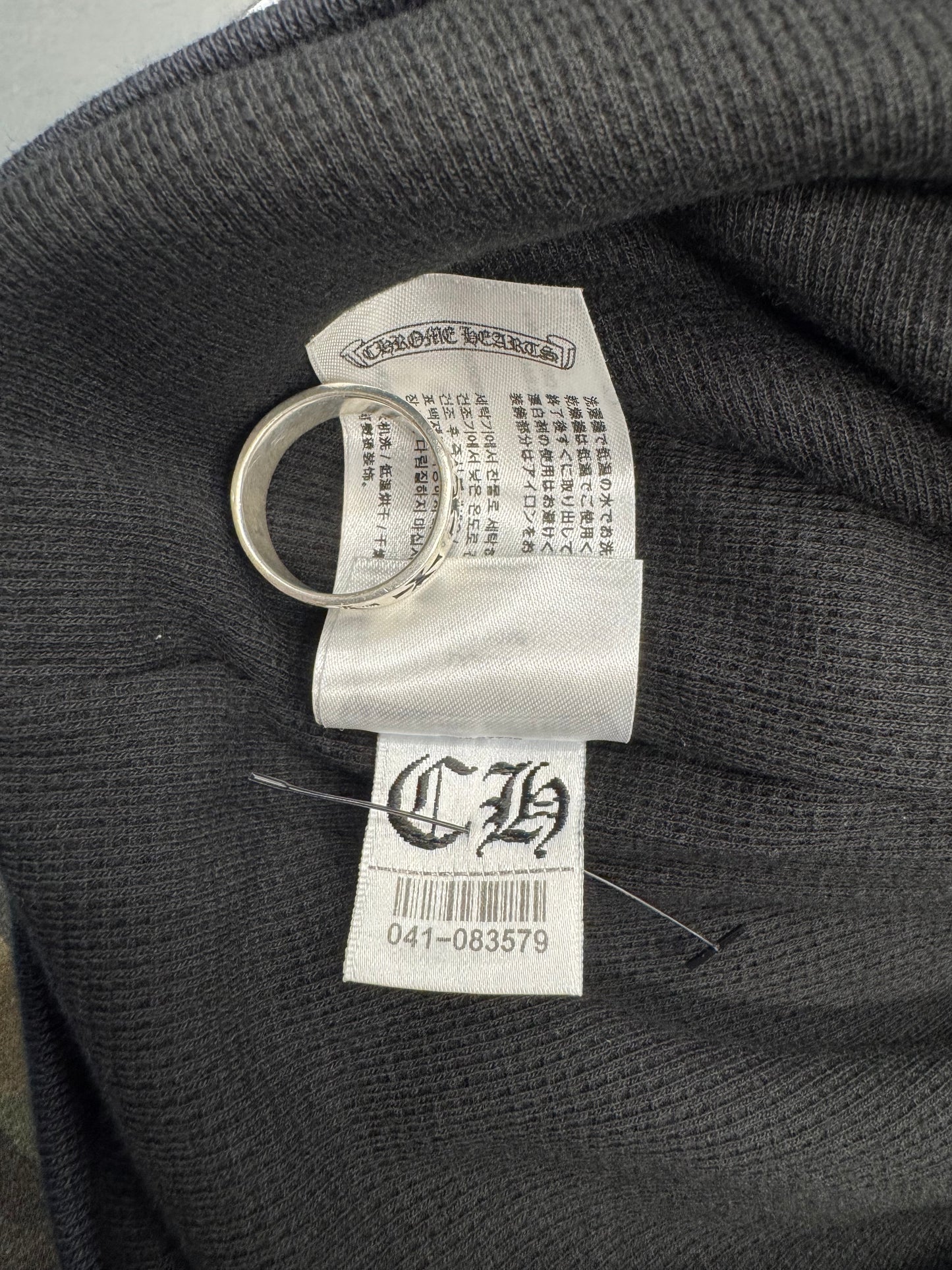 CHROME HEARTS VERTICAL LOGO THERMAL LINED ZIP-UP HOODIE