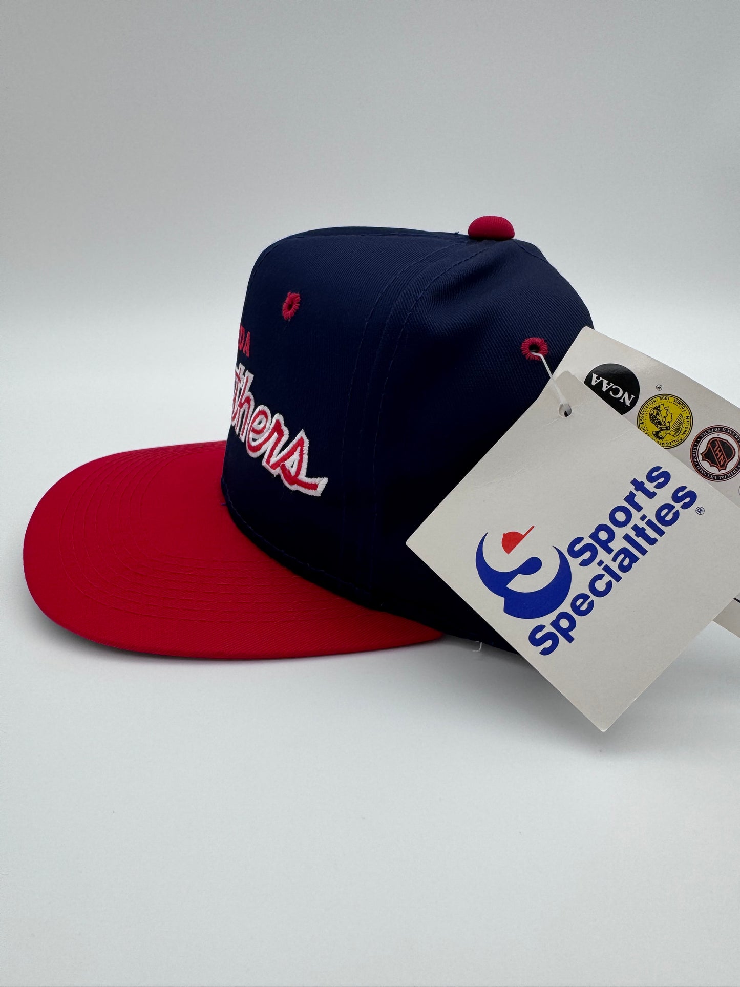 90S FLORIDA PANTHERS SCRIPT SPORTS SPECIALTIES SNAPBACK HAT NAVY