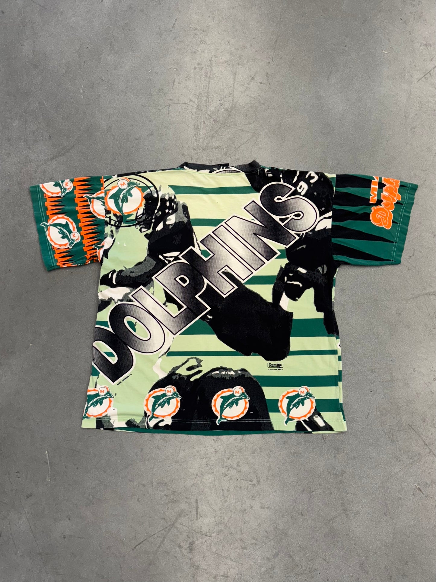 1994 MIAMI DOLPHINS MAGIC JOHNSON AOP TEE (AMERICA'S FAVORITES TAG)