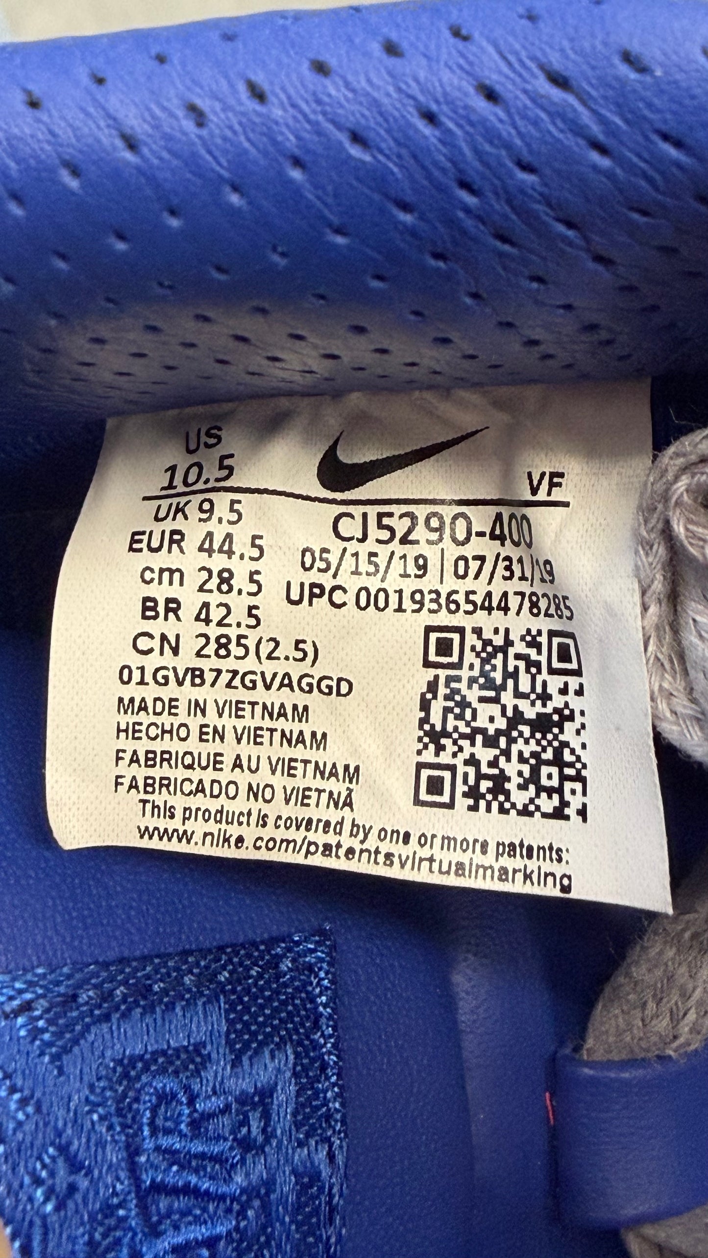 2019 CLOT BLUE SILK NIKE AIR FORCE 1 LOW (WITH BOX)