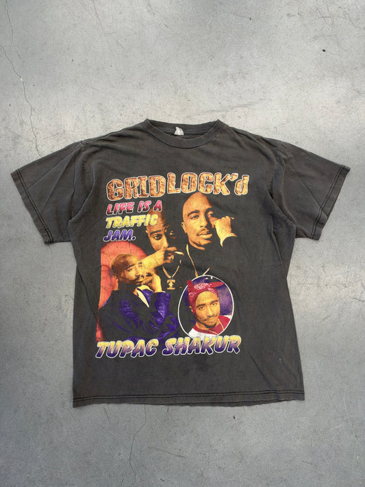 90S TUPAC SHAKUR GRIDLOCK'D MAKAVELI BOOTLEG RAP-STYLE TEE (FADED TAG)