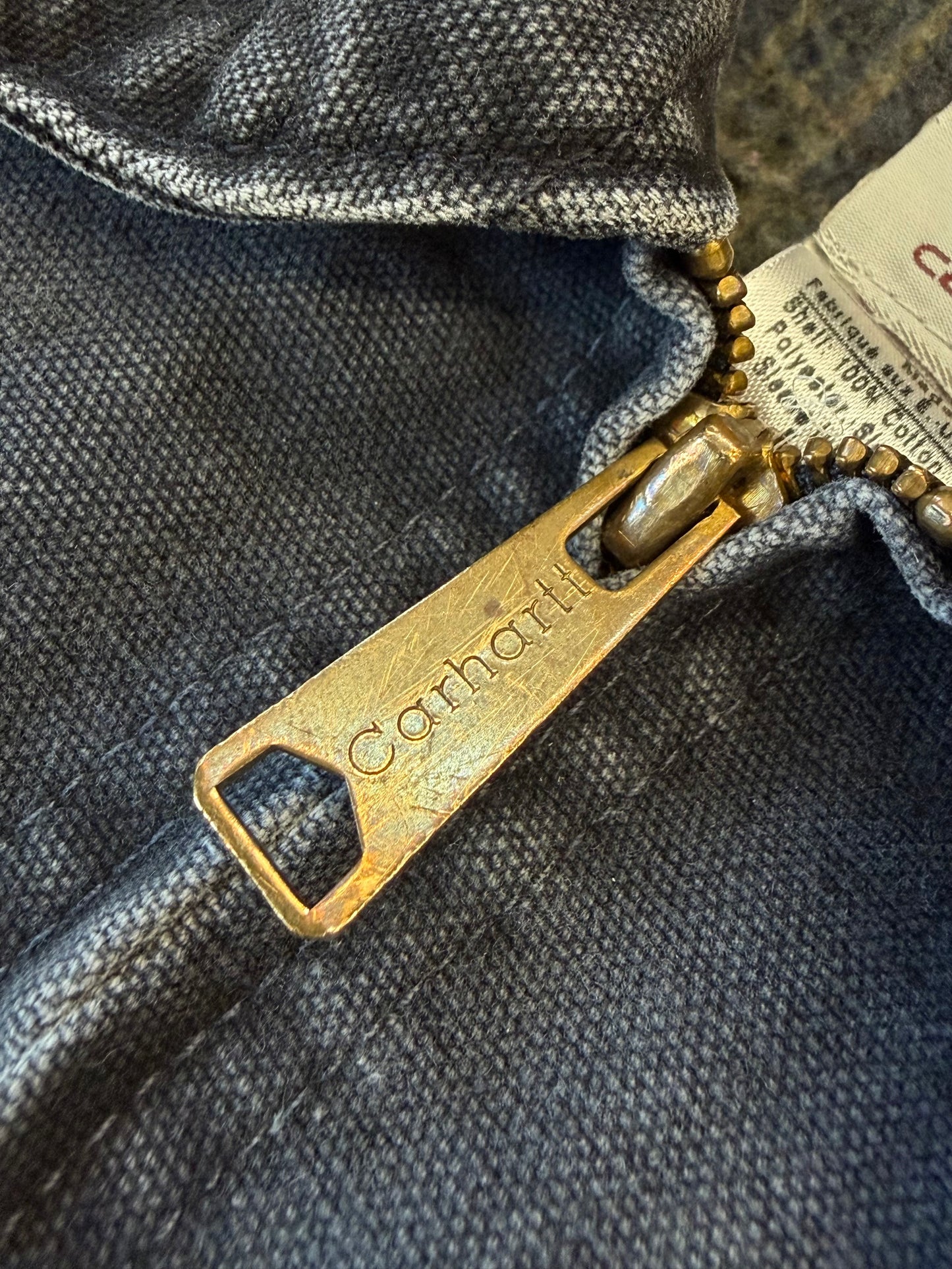 90S CARHARTT FLANNEL LINED INSULATED COLLARED CANVAS WORK JACKET