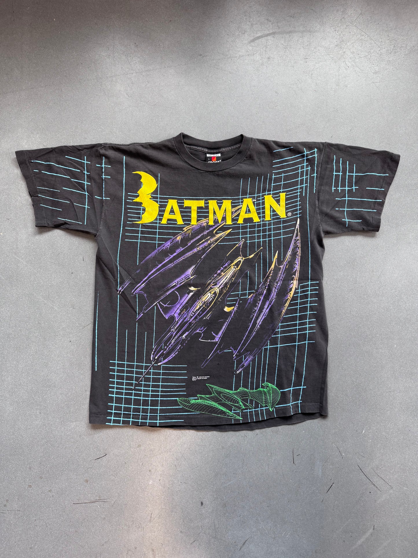 1995 DC COMICS BATMAN BAT-WING AOP TEE (SIGNAL SPORT TAG)