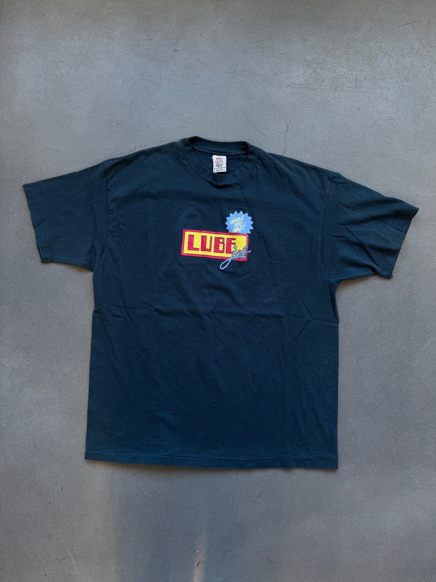90'S LUBE JOB WHILE YOU WAIT! TEE (DON'T PANIC TAG)