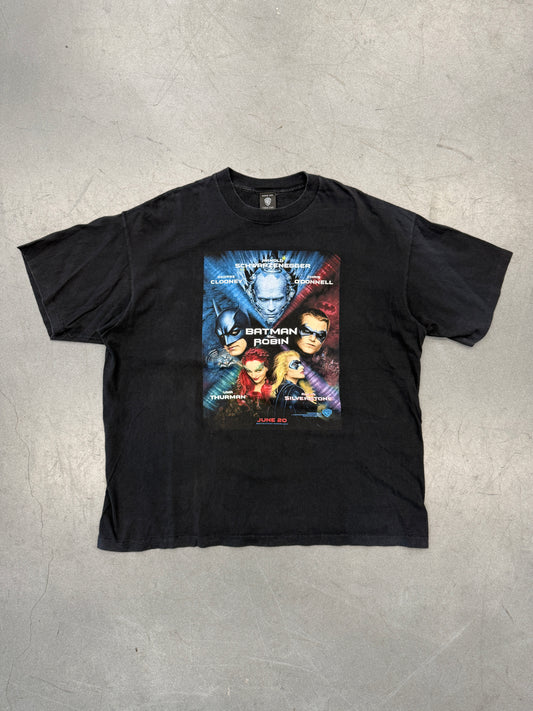 1997 BATMAN & ROBIN MOVIE POSTER PRINT TEE (WARNER BROS DC TAG)