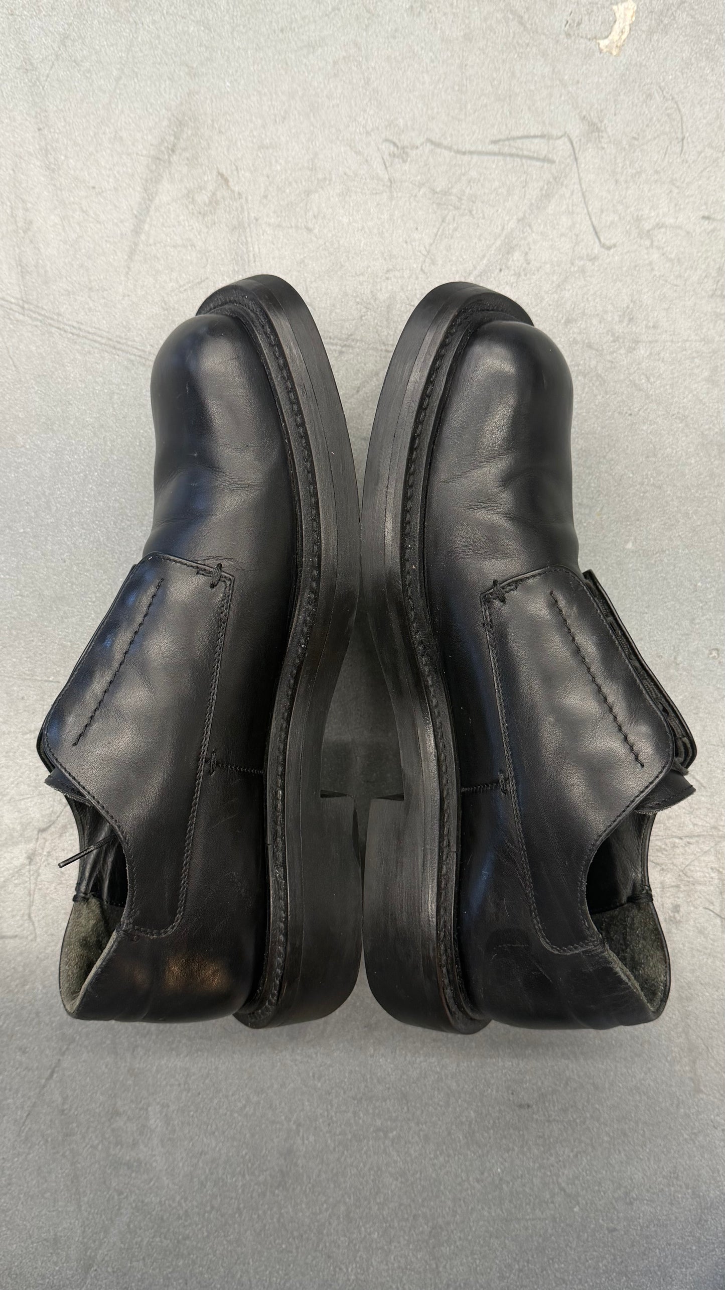 PRADA LEATHER OXFORD LACE UP LOAFERS (NO BOX)