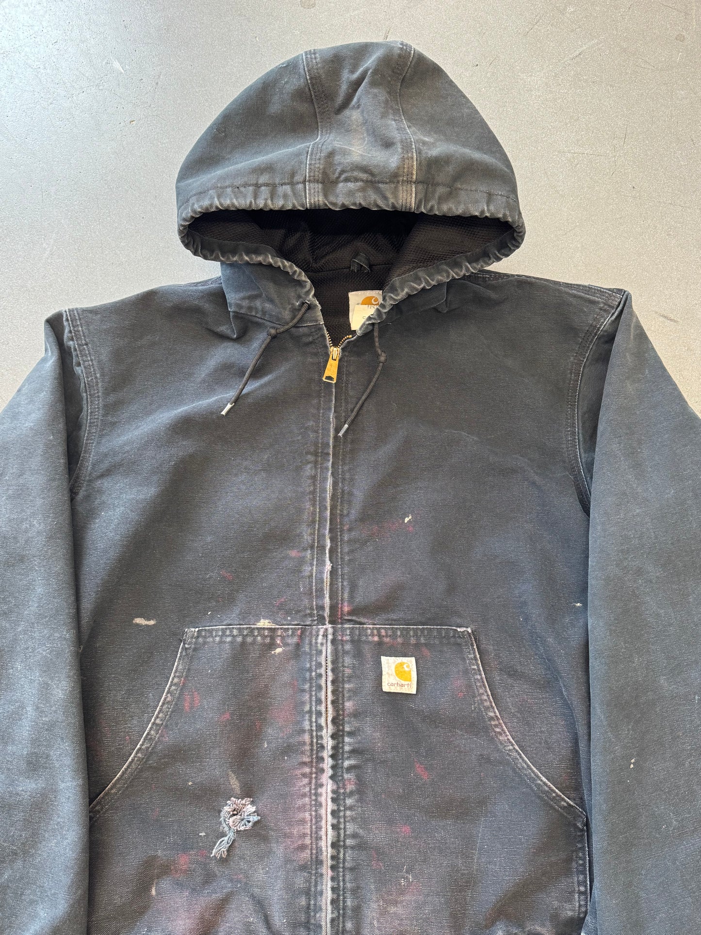 2000'S CARHARTT MESH-LINED CANVAS ZIP-UP WORK JACKET (J131BLK)