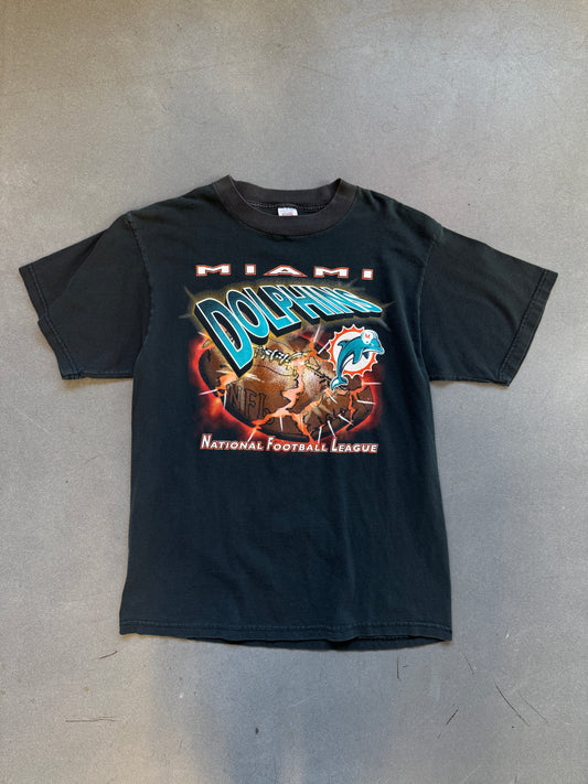 90'S MIAMI DOLPHINS EXPLODING FOOTBALL TEE (LOGO 7 TAG)