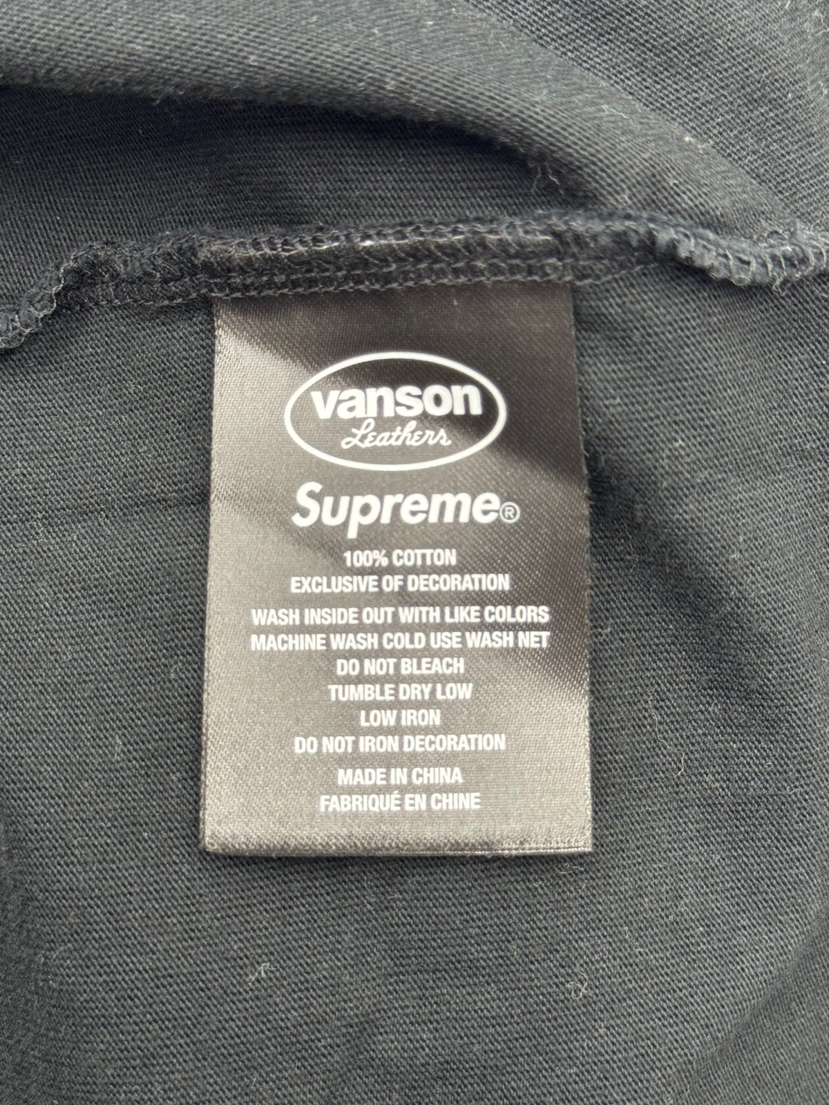 SS26 SUPREME VANSON LEATHERS LS TOP - BLACK