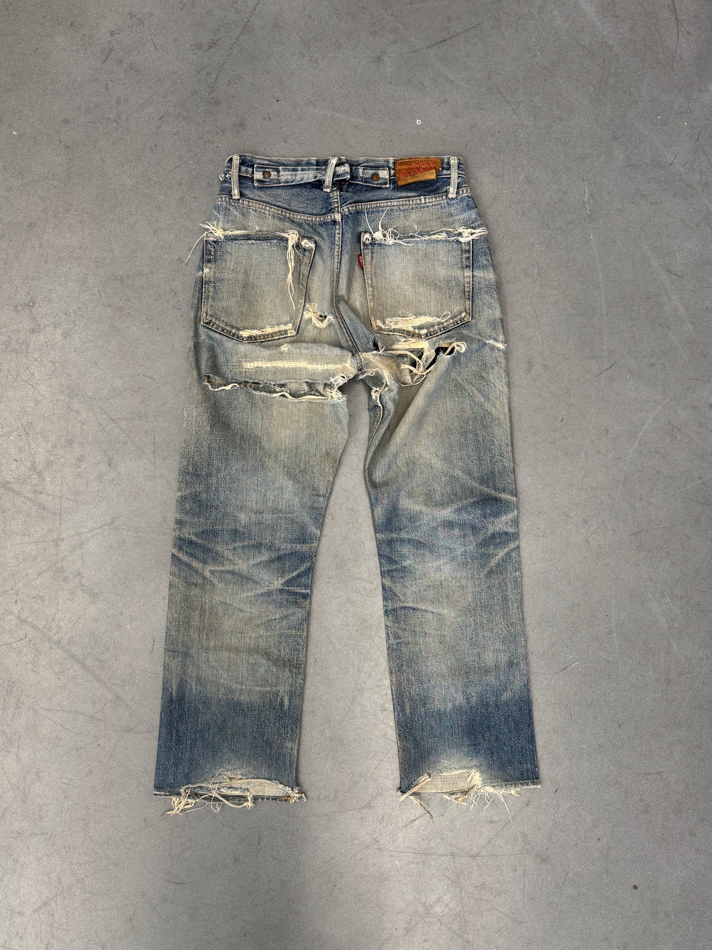 VINTAGE DENIME SELVEDGE DESTROYED STITCHED JEANS
