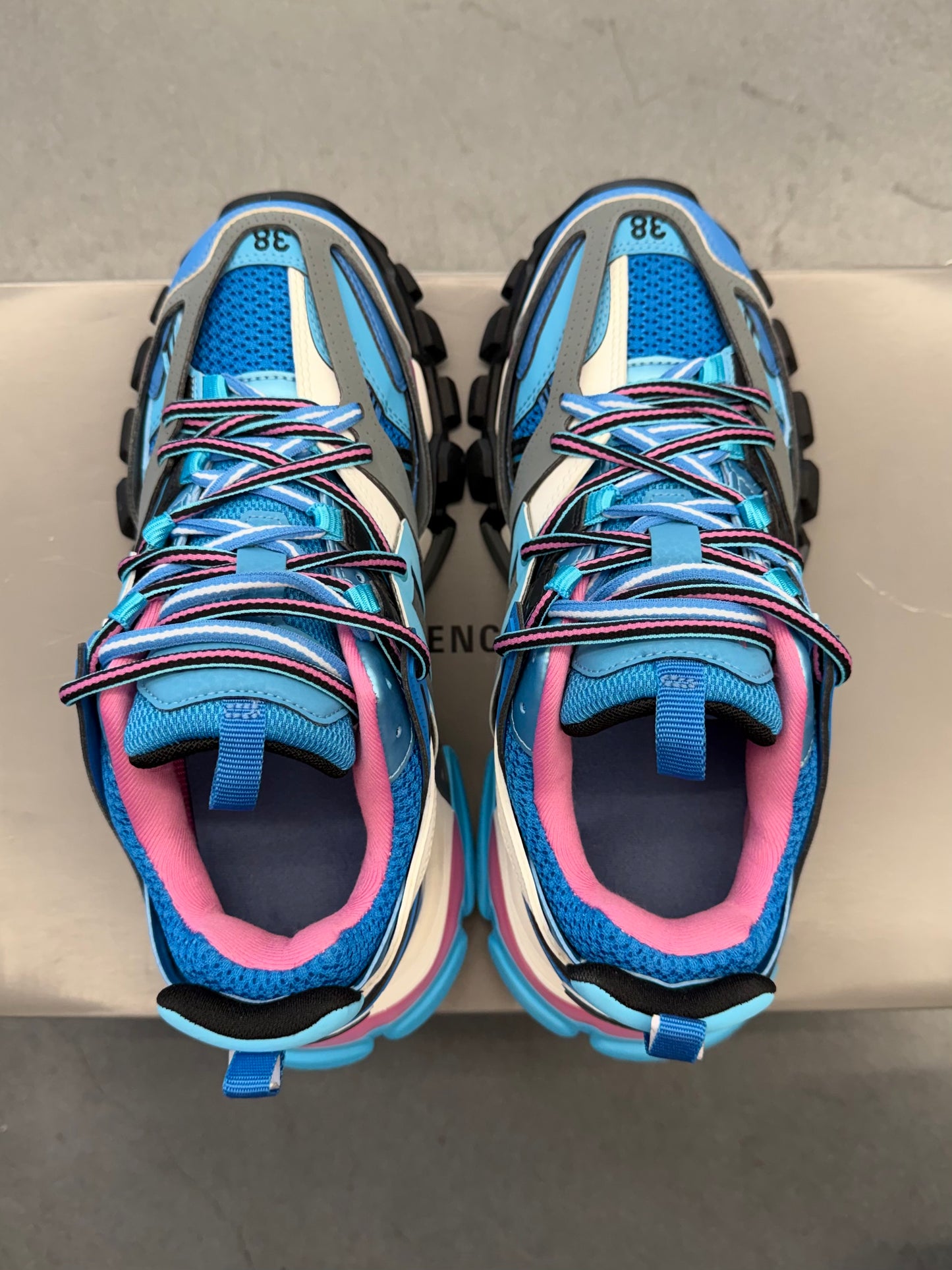 SIZE 38 BALENCIAGA TRACK RUNNERS - BLUE (W/BOX)