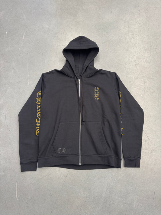 CHROME HEARTS ARMY GREEN VERTICAL LOGO DAGGER ZIP HOODIE