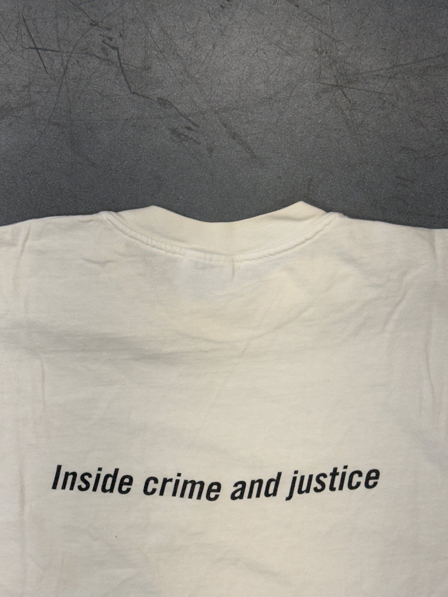 90S COURT TV "INSIDE CRIME AND JUSTICE TEE" (HANES BEEFY TAG)