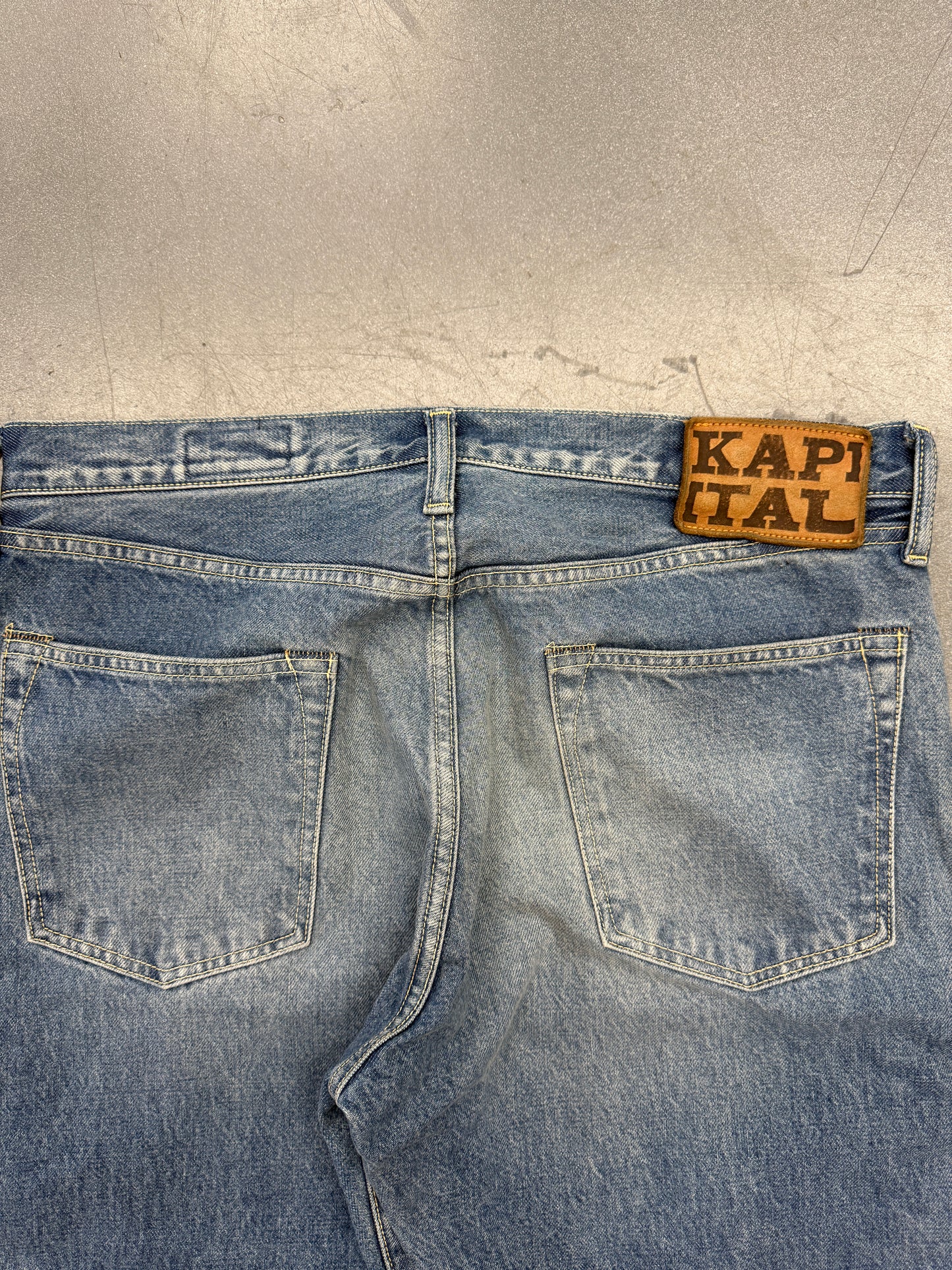 KAPITAL 14OZ DENIM 5P MONKEY CISCO GEMSTONE EMBELLISHED JEANS