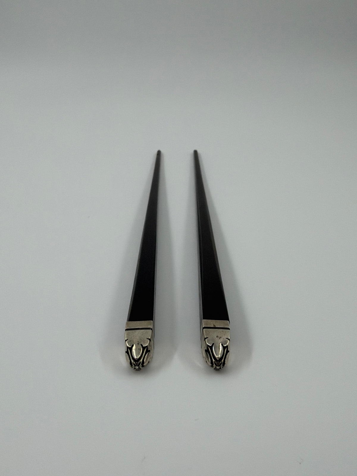 CHROME HEARTS EBONY WOOD & STERLING SILVER CHOPSTICKS