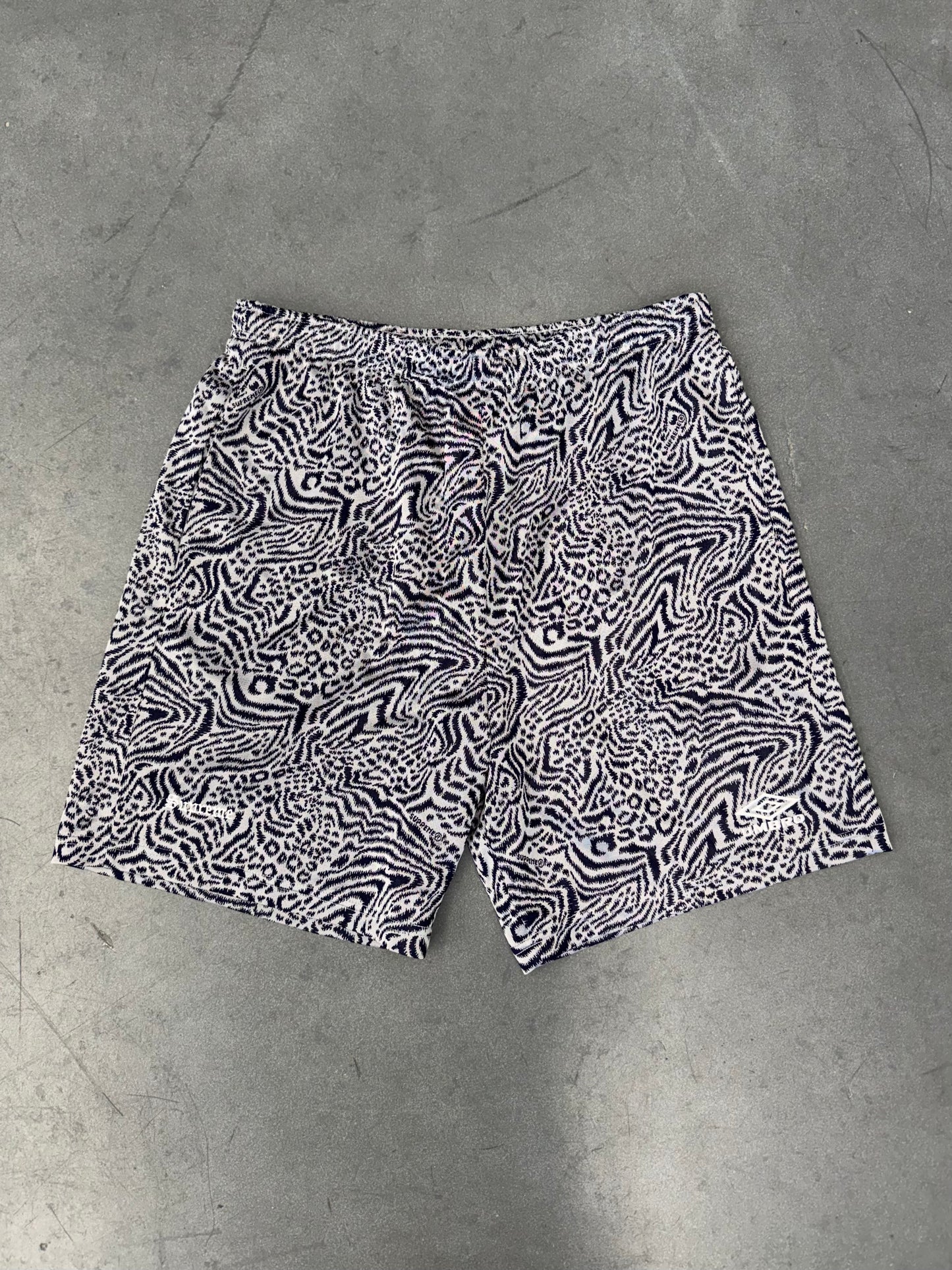 SS23 SUPREME UMBRO JACQUARD ANIMAL PRINT SOCCER SHORT - NAVY