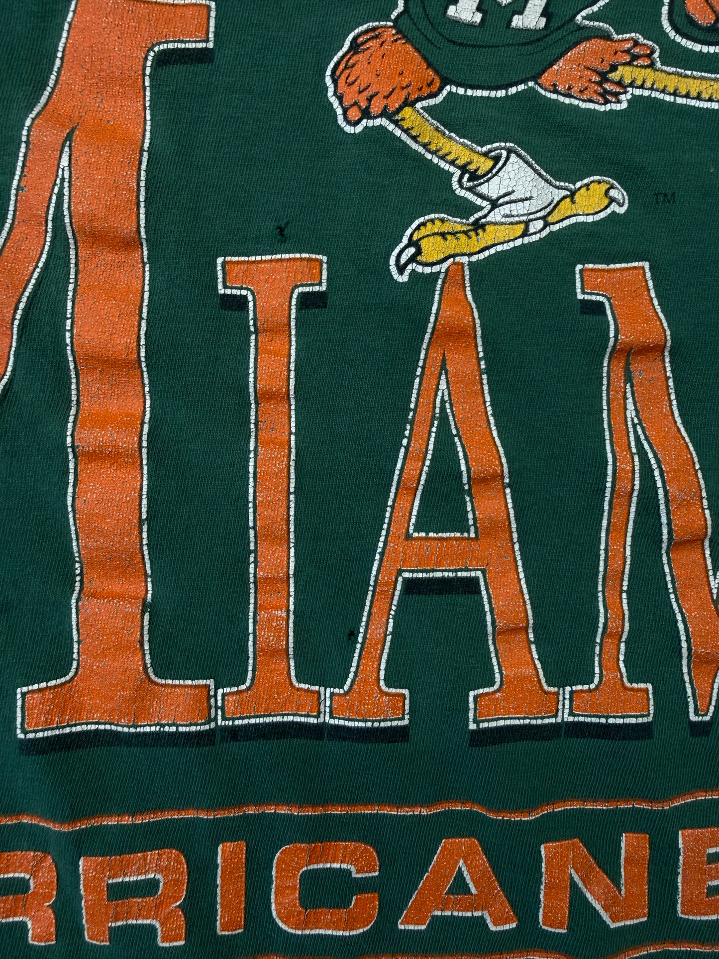 90S MIAMI HURRICANES ORANGE SEBASTIAN TEE (HANES TAG)