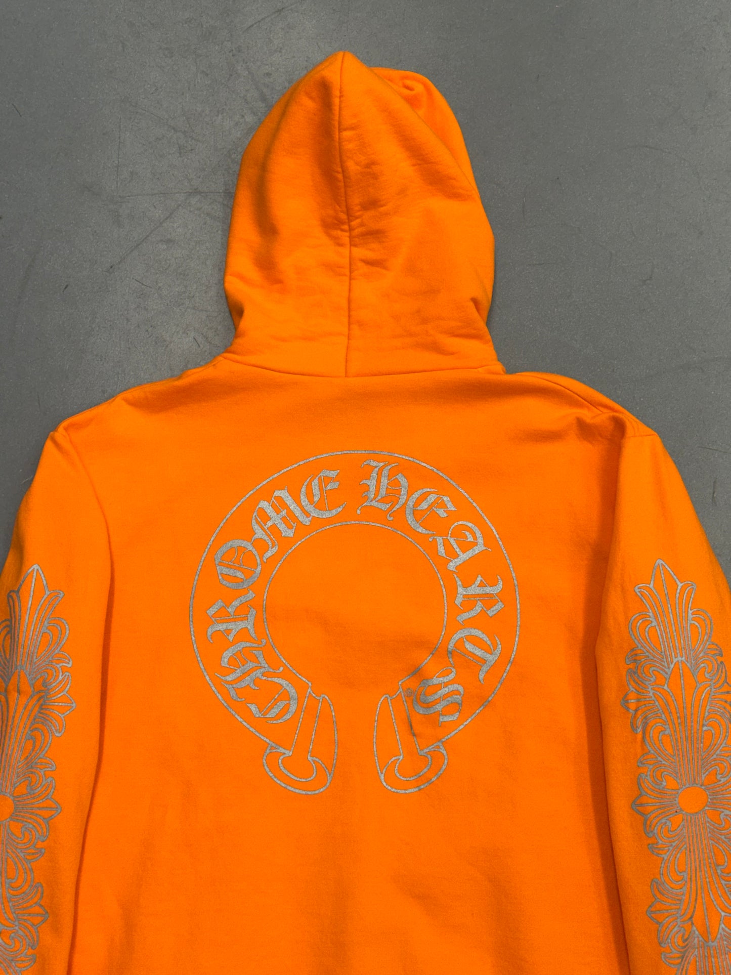 CHROME HEARTS MIAMI EXCLUSIVE FLORAL PULLOVER HOODIE - ORANGE/SILVER