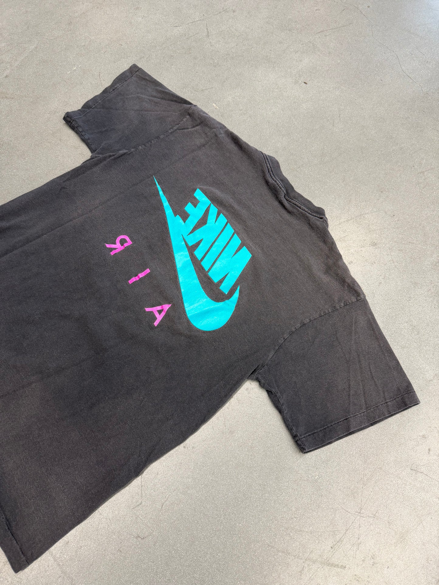 90S NIKE AIR MAGENTA/TEAL LOGO TEE (GREY/RED/WHITE TAG)