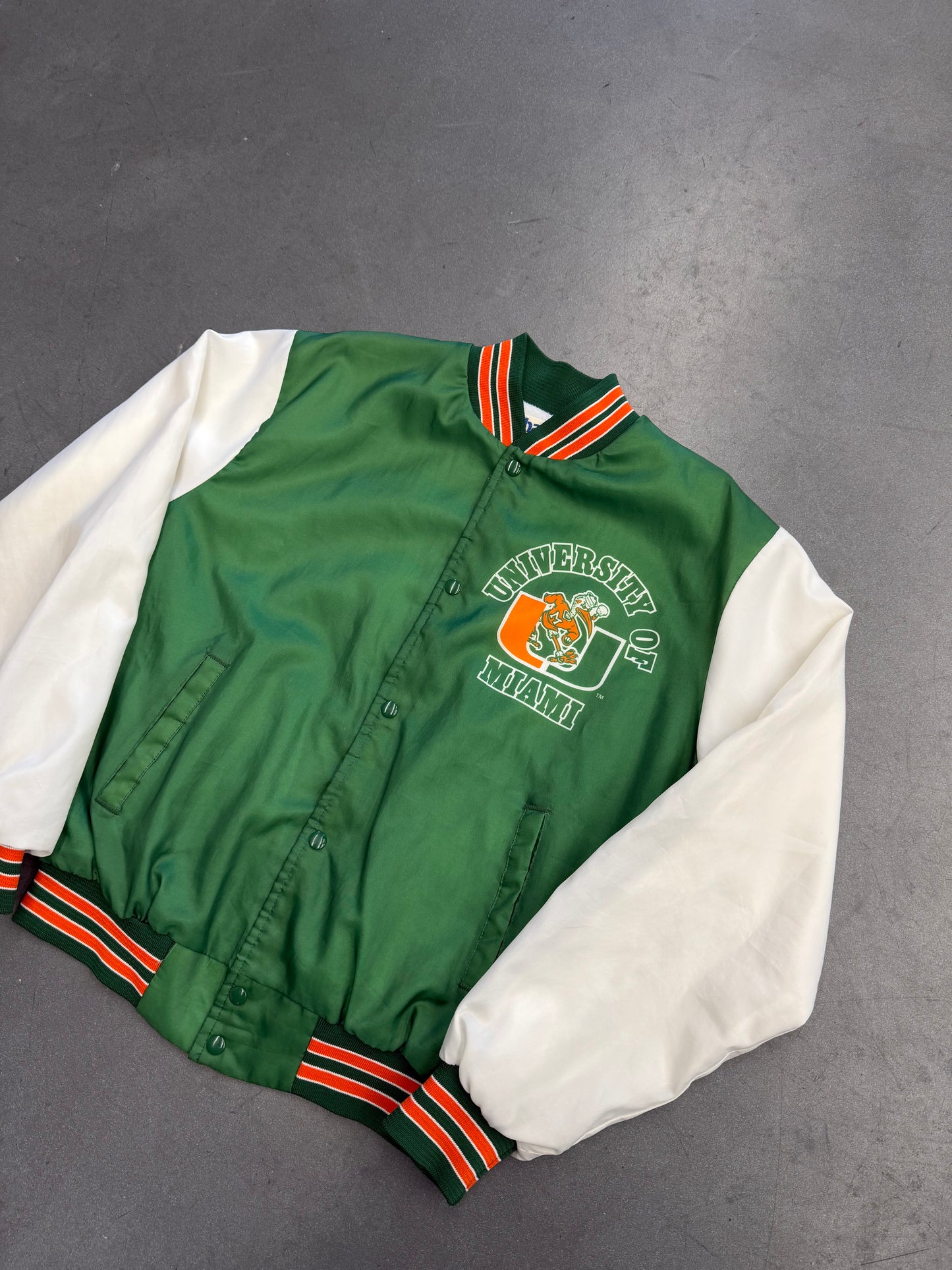 90S UNIVERSITY OF MIAMI HURRICANES FANIMATION CHALK LINE JACKET