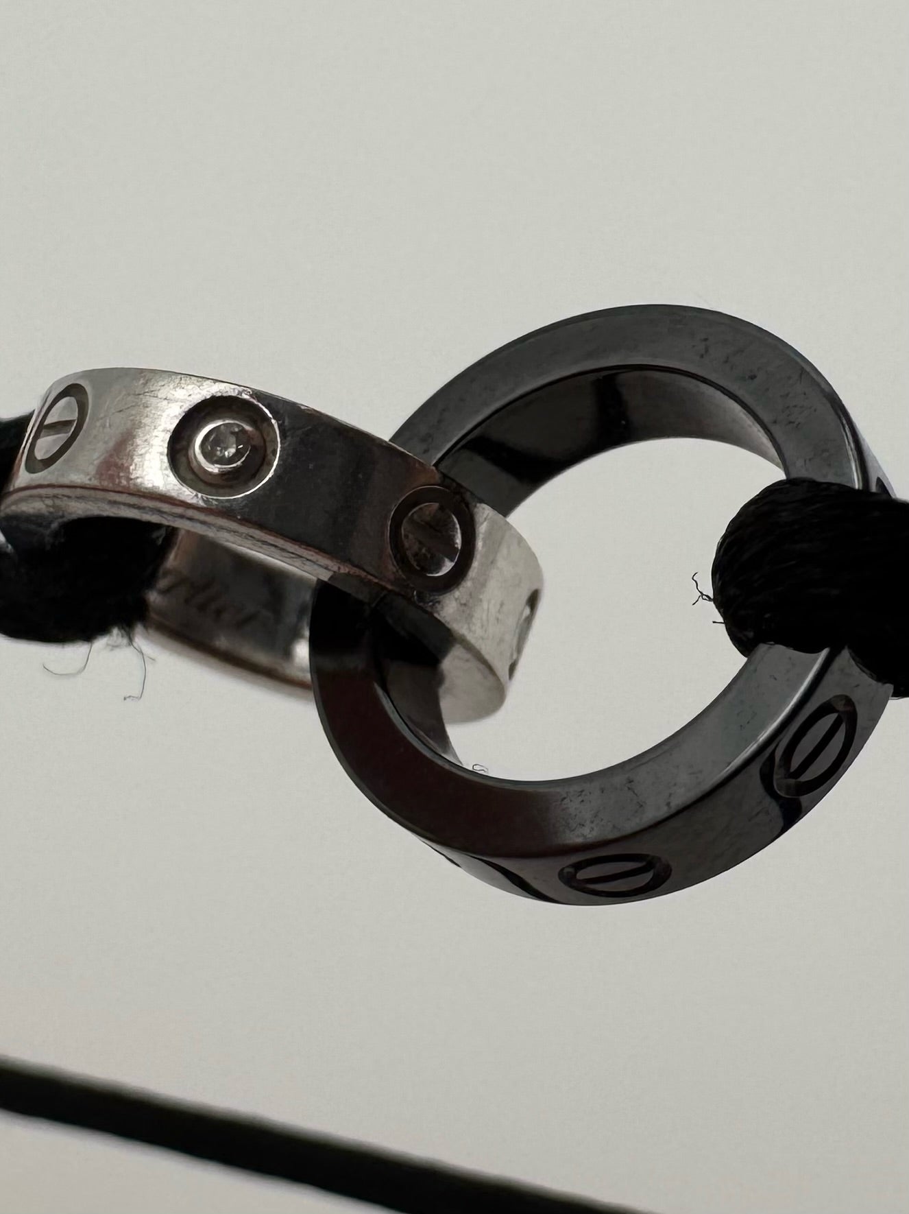 CARTIER LOVE CORD BRACELET 18K WHITE GOLD, CERAMIC, DIAMONDS (WITH BOX)