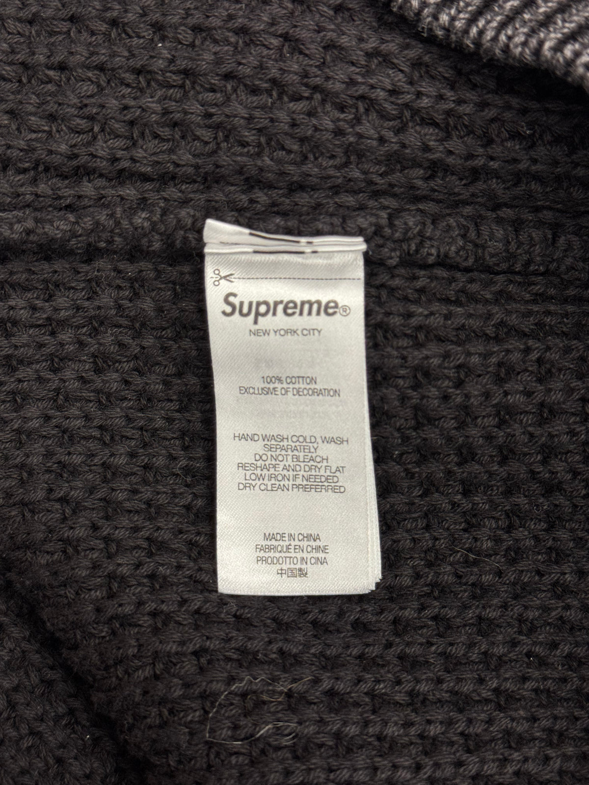 SS26 SUPREME WASHED SMALL BOX LOGO WAFFLE SWEATER - BLACK